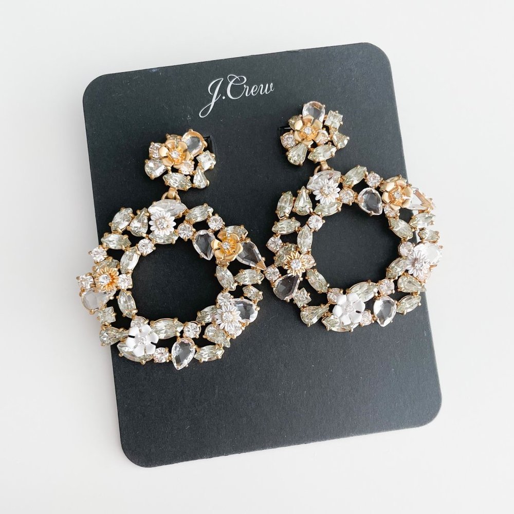 J. Crew Colorful Floral Hoop Earrings (Crystal) - Picture 3 of 3